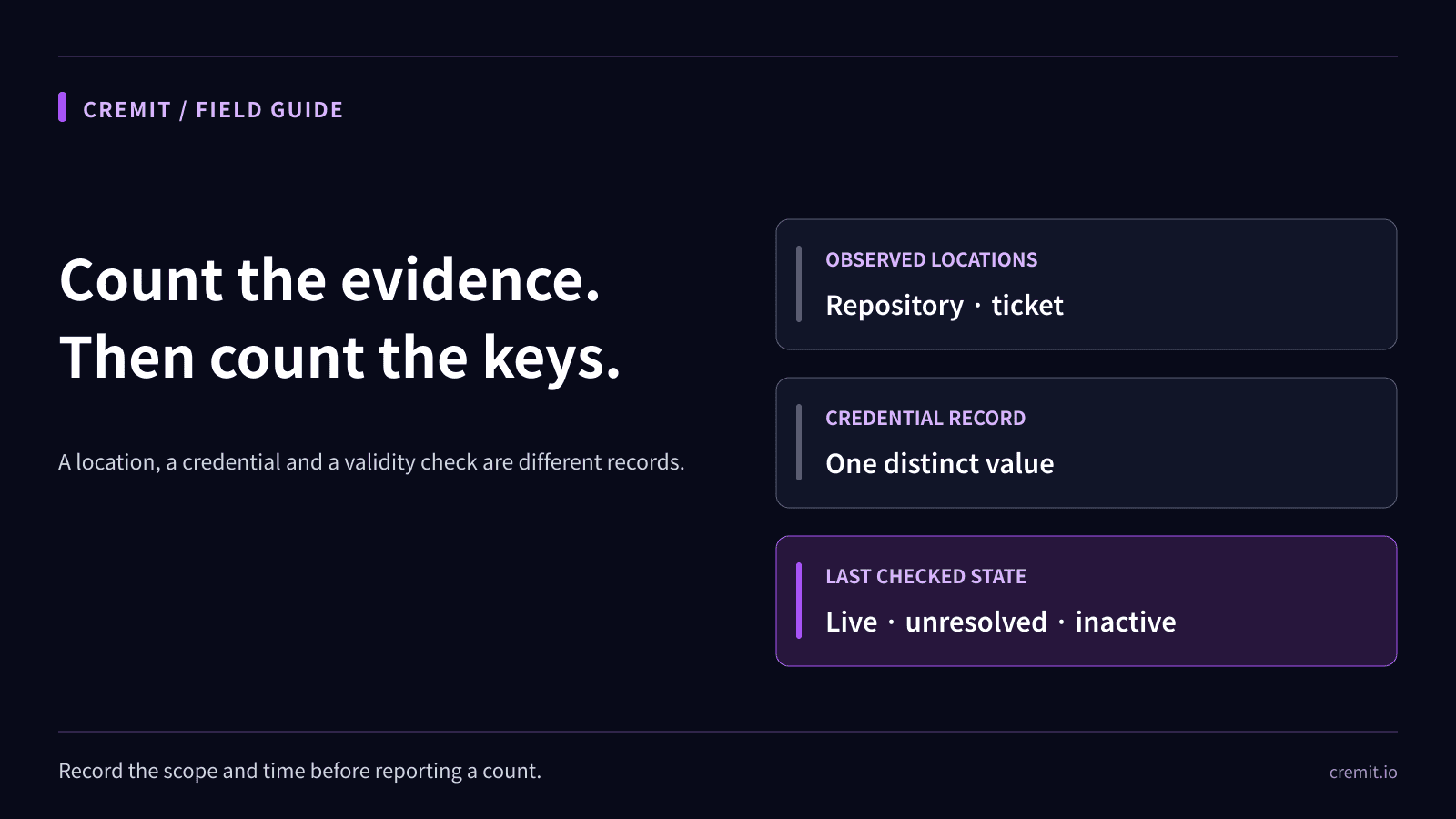 How to count live credentials without confusing matches and keys